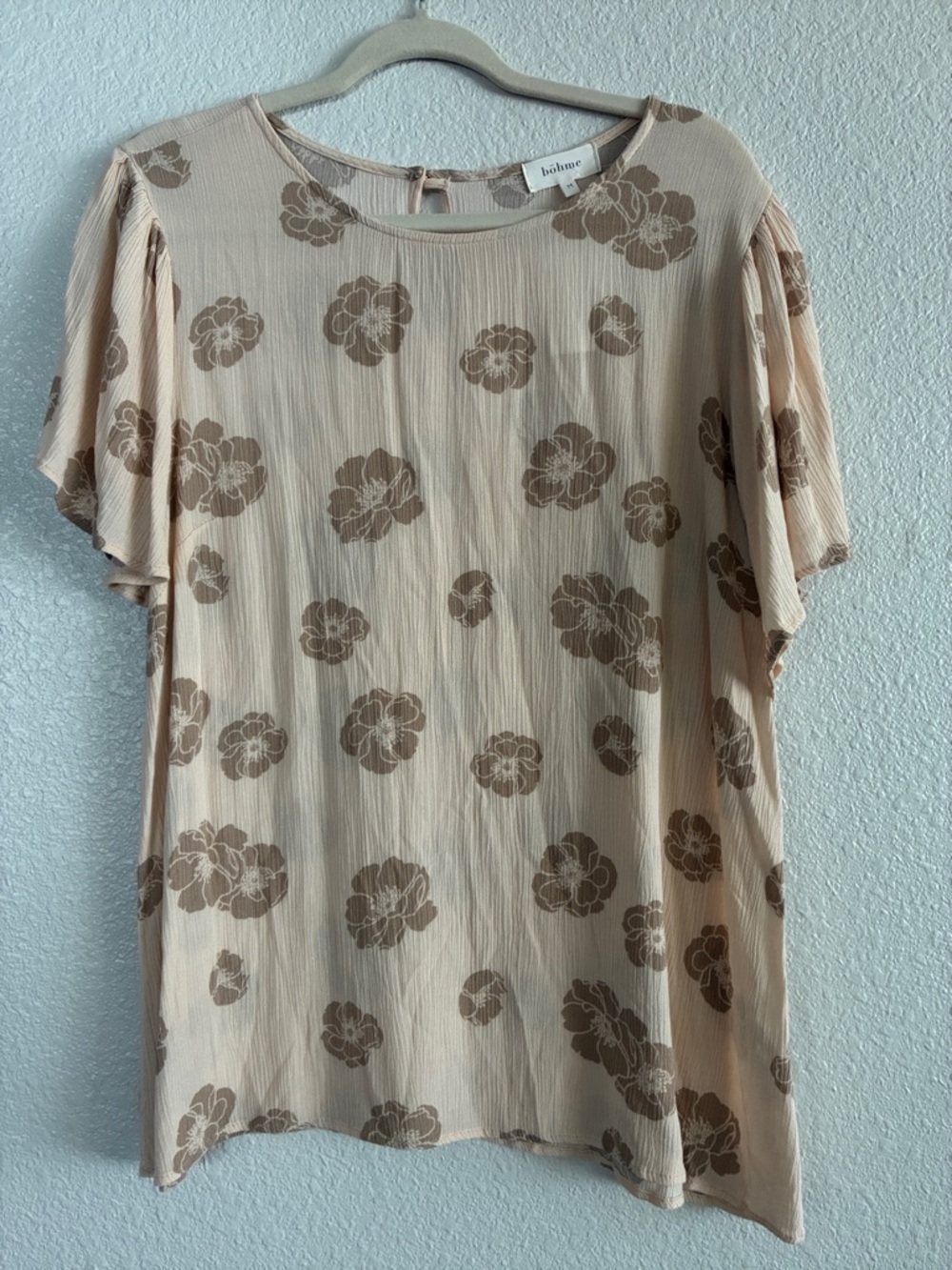 bohme Cream Blouse with Brown Floral Print